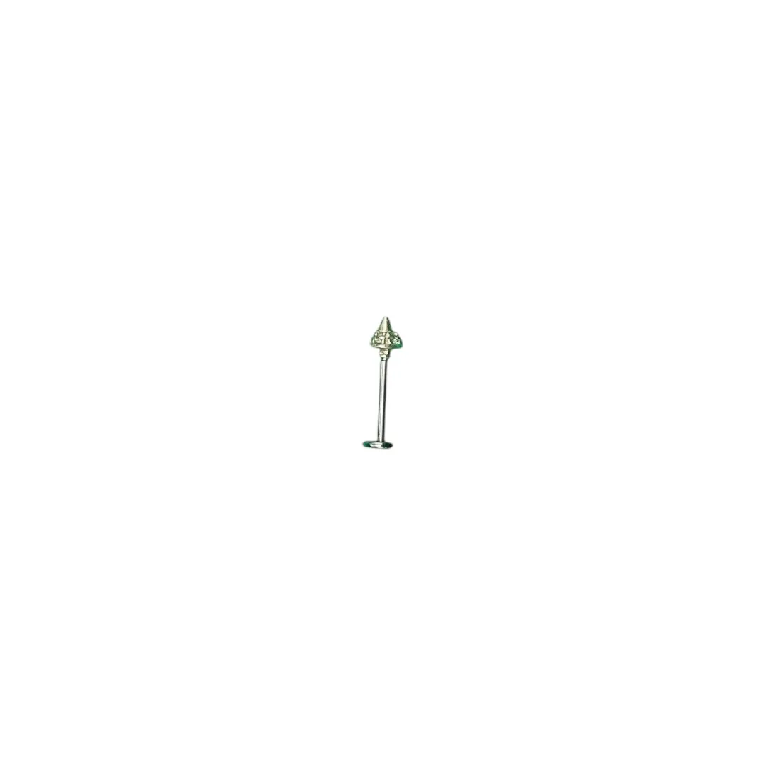 PIERCING PINO PONTA COM DETALHES CRAVEJADA COM ZIRCONIA CRISTAL 9MM -PRATA 925
