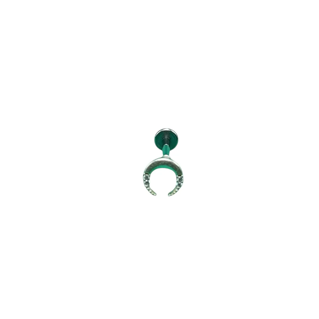 PIERCING PINO LUA COM ZIRCONIA CRISTAL 9MM -PRATA 925