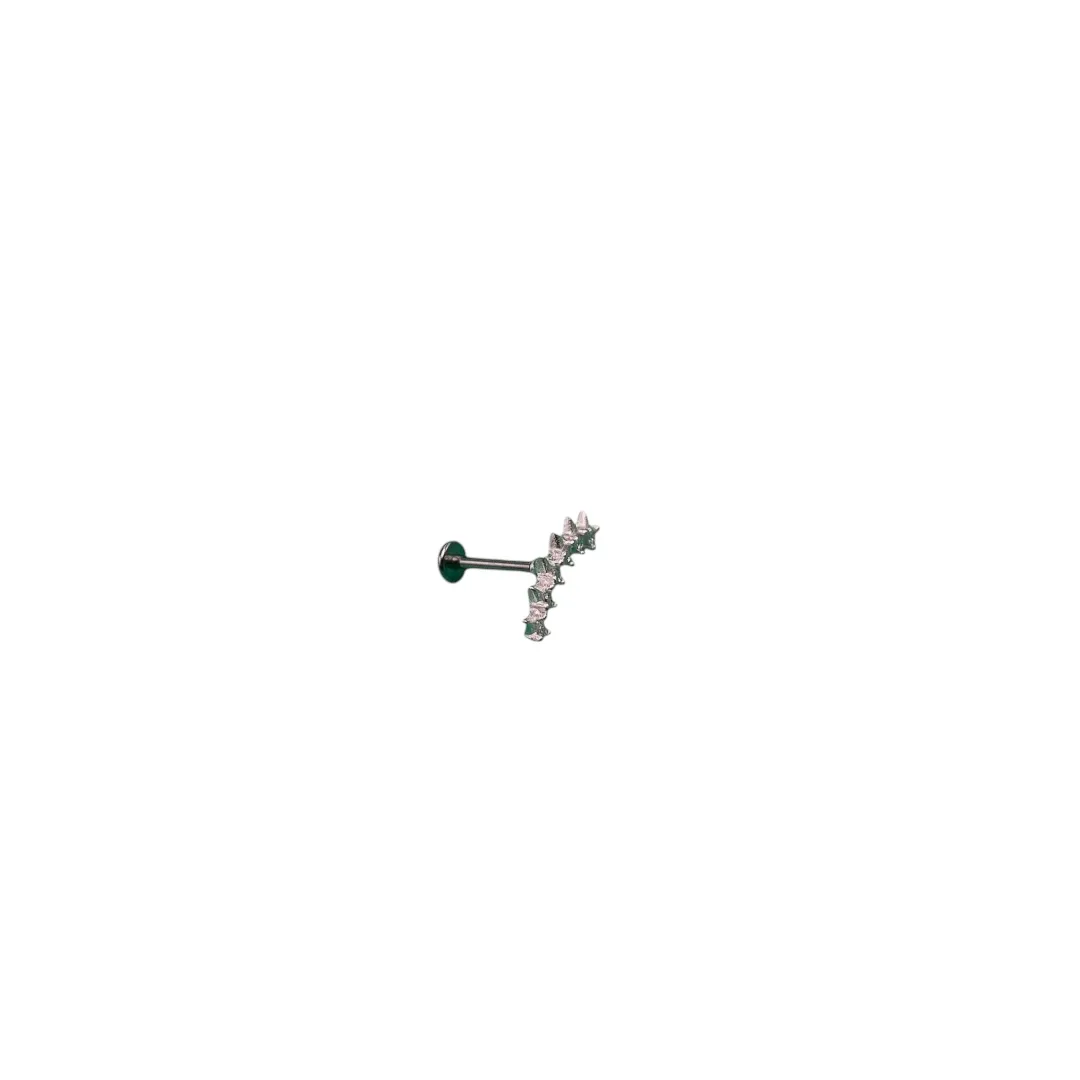 PIERCING LABRET  PINO COM ZIRCONIA CRISTAL 9MM -PRATA 925