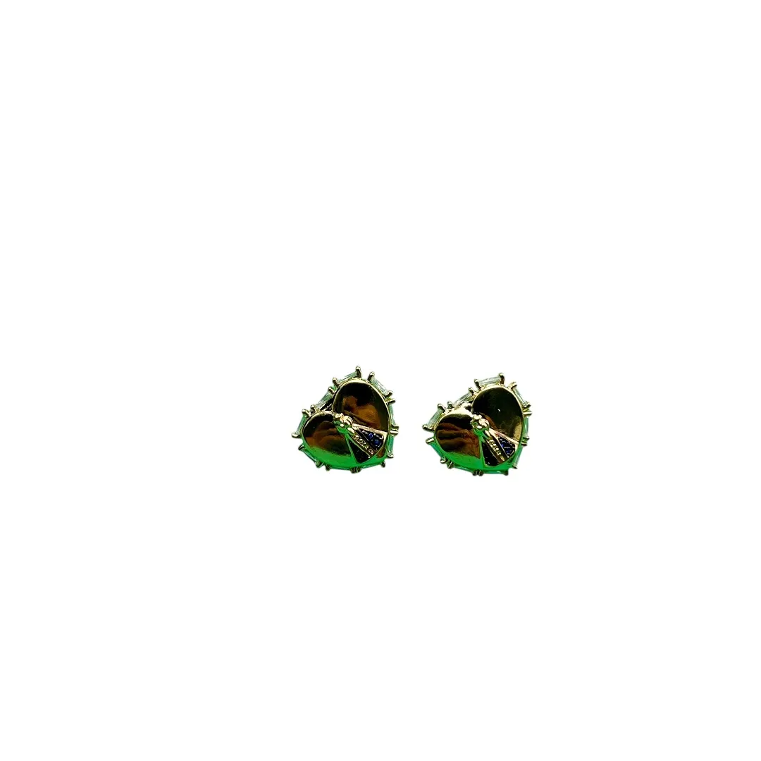 BRINCO CORAÇÃO CHEIO COM NOSSA SENHORA DE APARECIDA ZIRCONIA AZUL E NAVETE CRISTAL - BANHADO A OURO 18K