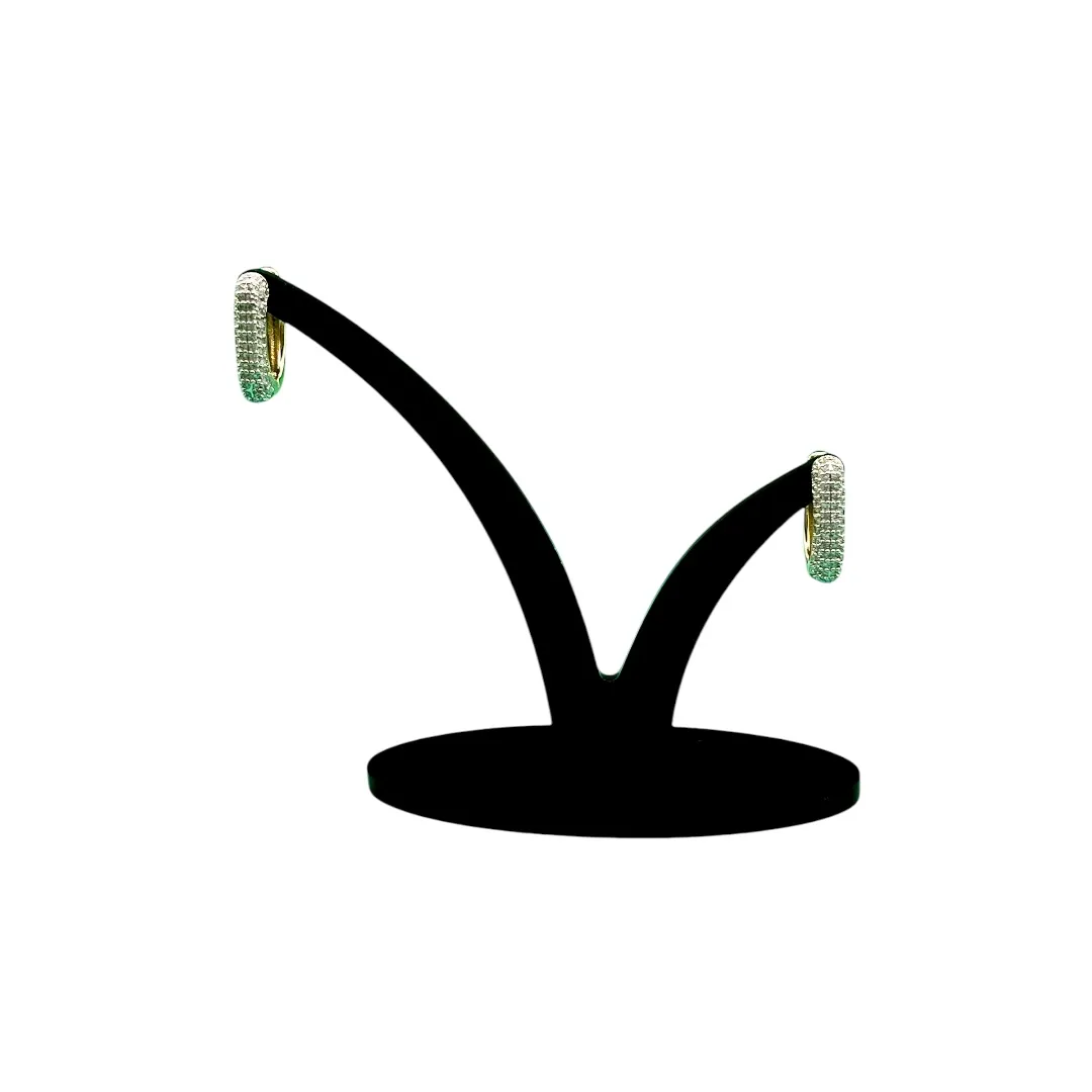 BRINCO ARGOLA QUADRADA ABAULADO COM CRAVAÇÃO DE MICRO ZIRCONIA CRISTAL GRANDE - BANHADO A OURO 18K