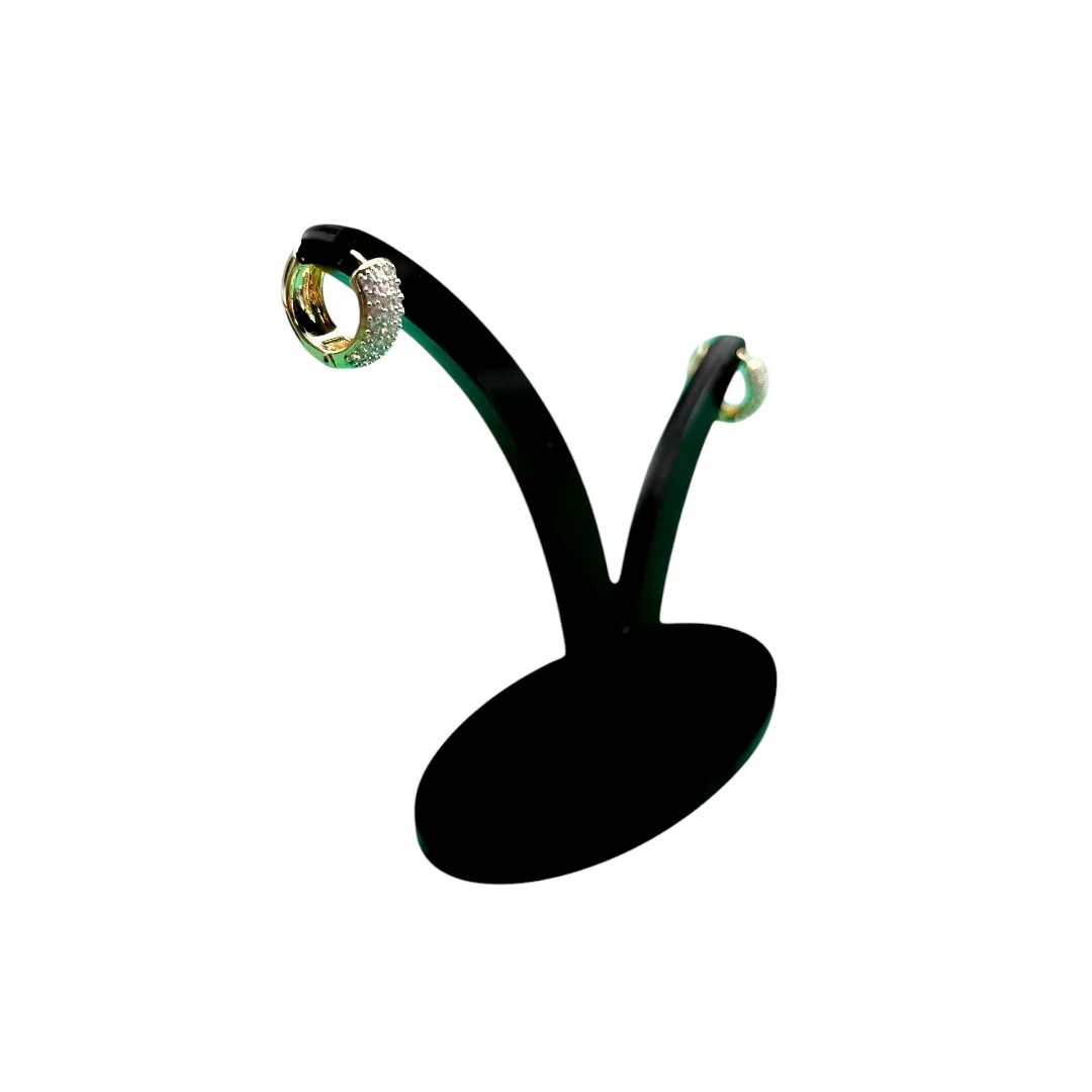 BRINCO ARGOLA MÉDIA GORDINHA 4 FILEIRA CRAVADA COM MICRO ZIRCONIA CRISTAL- BANHADO A OURO 18K