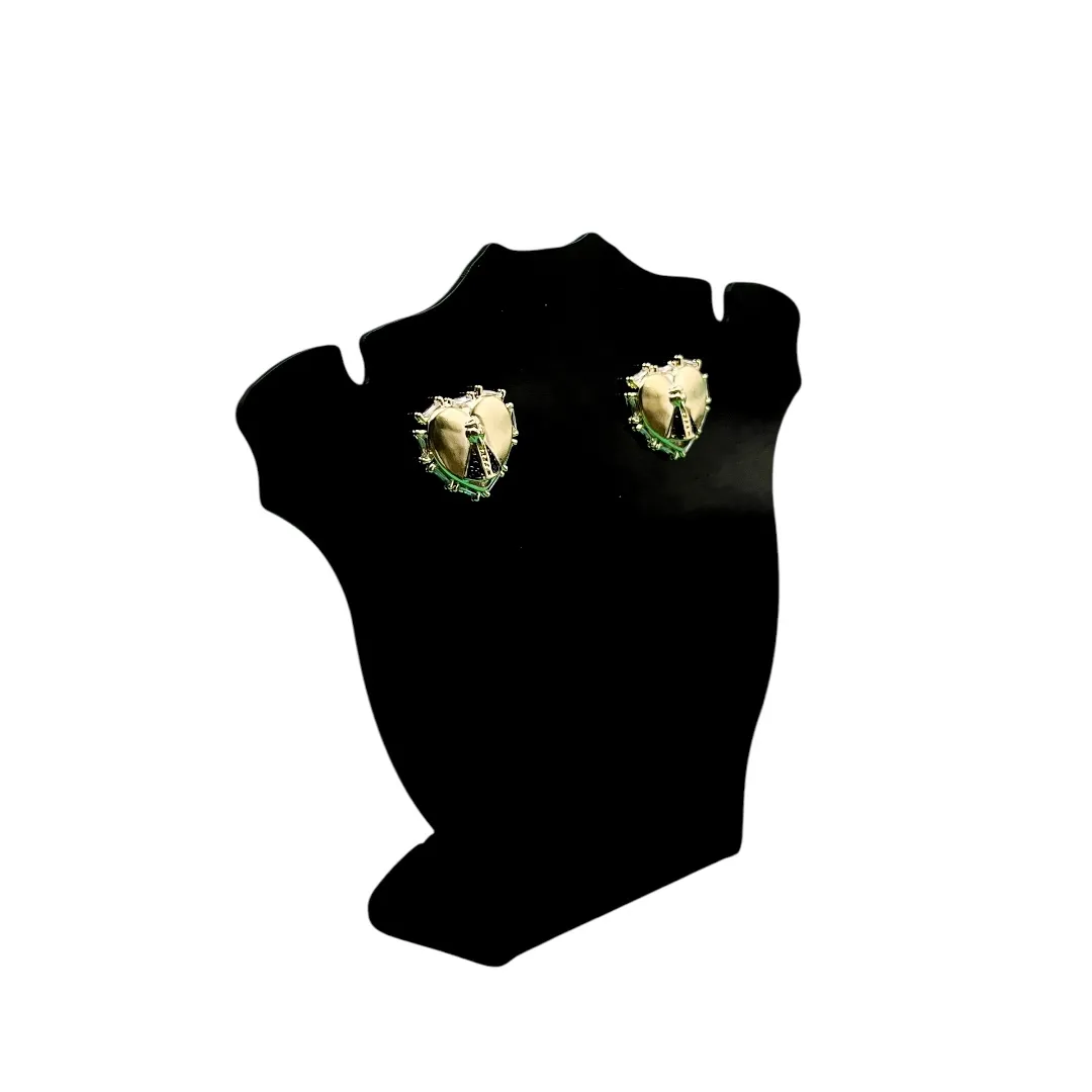 BRINCO CORAÇÃO CHEIO COM NOSSA SENHORA DE APARECIDA ZIRCONIA AZUL E NAVETE CRISTAL - BANHADO A OURO 18K