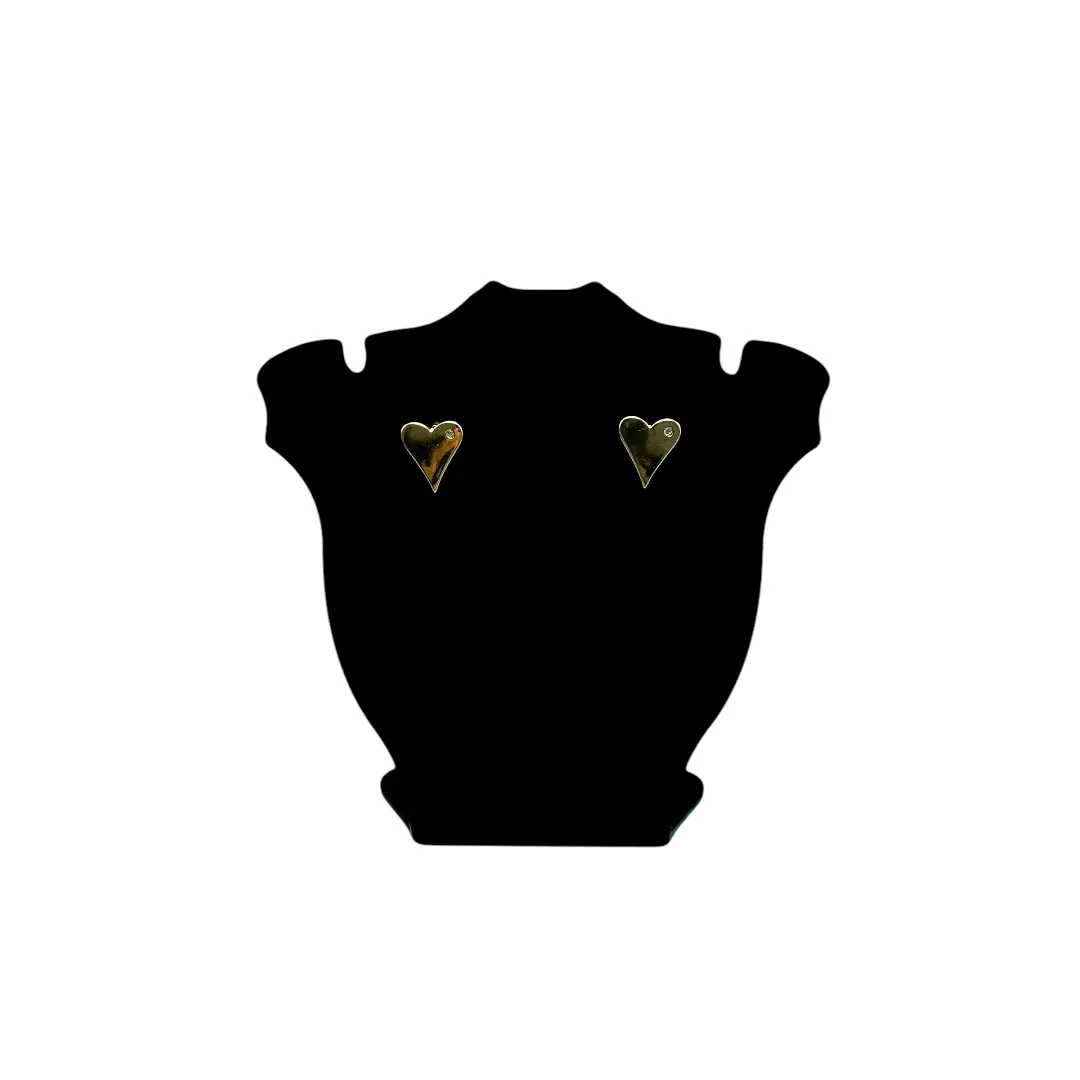 BRINCO CORAÇÃO ESTICADO MÉDIO LISO COM 1 ZIRCONIA CRISTAL - BANHADO A OURO 18K