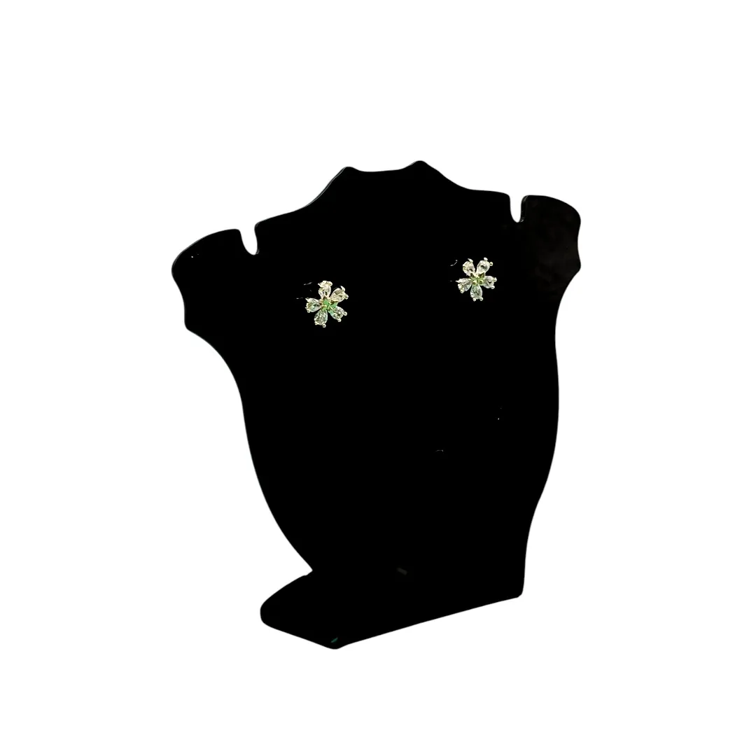 BRINCO PEQUENO FLOR COM ZIRCONIA CRISTAL - BANHADO A OURO 18K