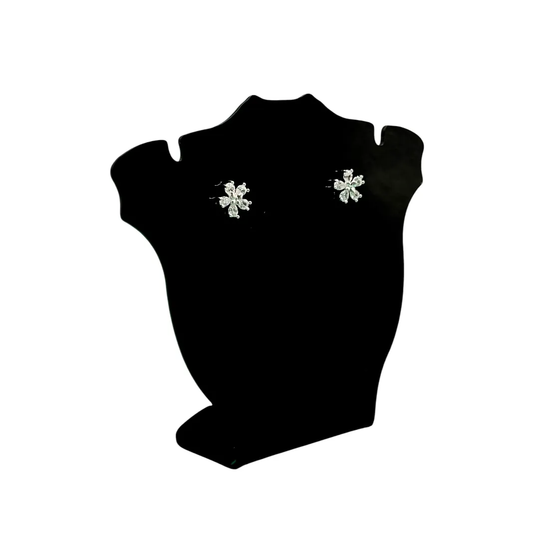 BRINCO PEQUENO FLOR COM ZIRCONIA CRISTAL - BANHADO A PRATA 925