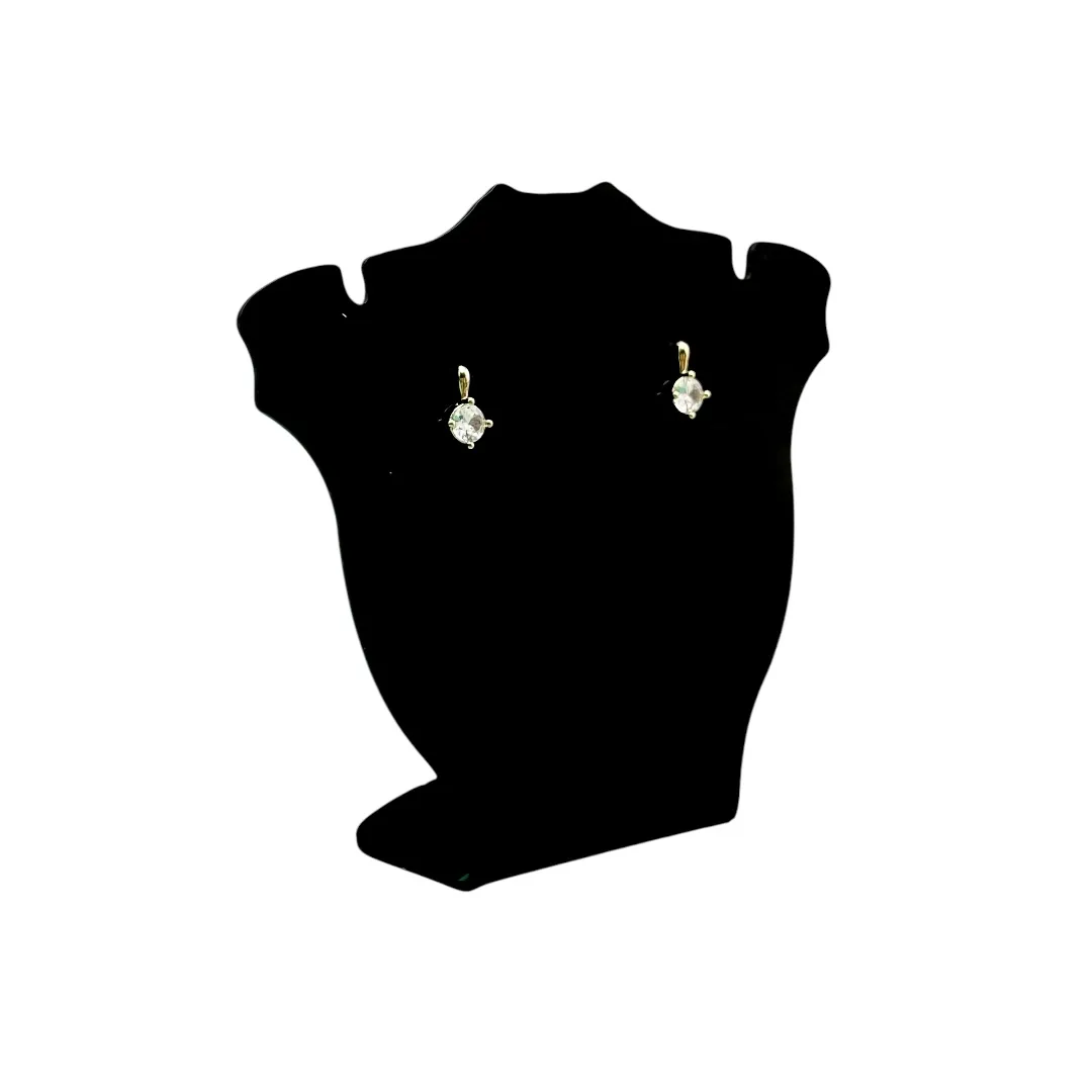 BRINCO PEQUENO PENUDURADO COM PONTO DE LUZ EM ZIRCONIA CRISTAL - BANHADO A OURO 18K
