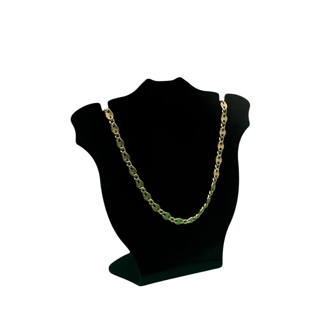 CORRENTE MASCULINA 60CM BATIDA XADREZ- BANHADO A OURO 18K