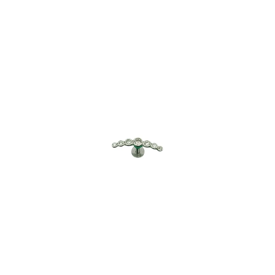 PIERCING LABRET PINO BOLINHAS COM ZIRCONIA CRISTAL 9MM -PRATA 925