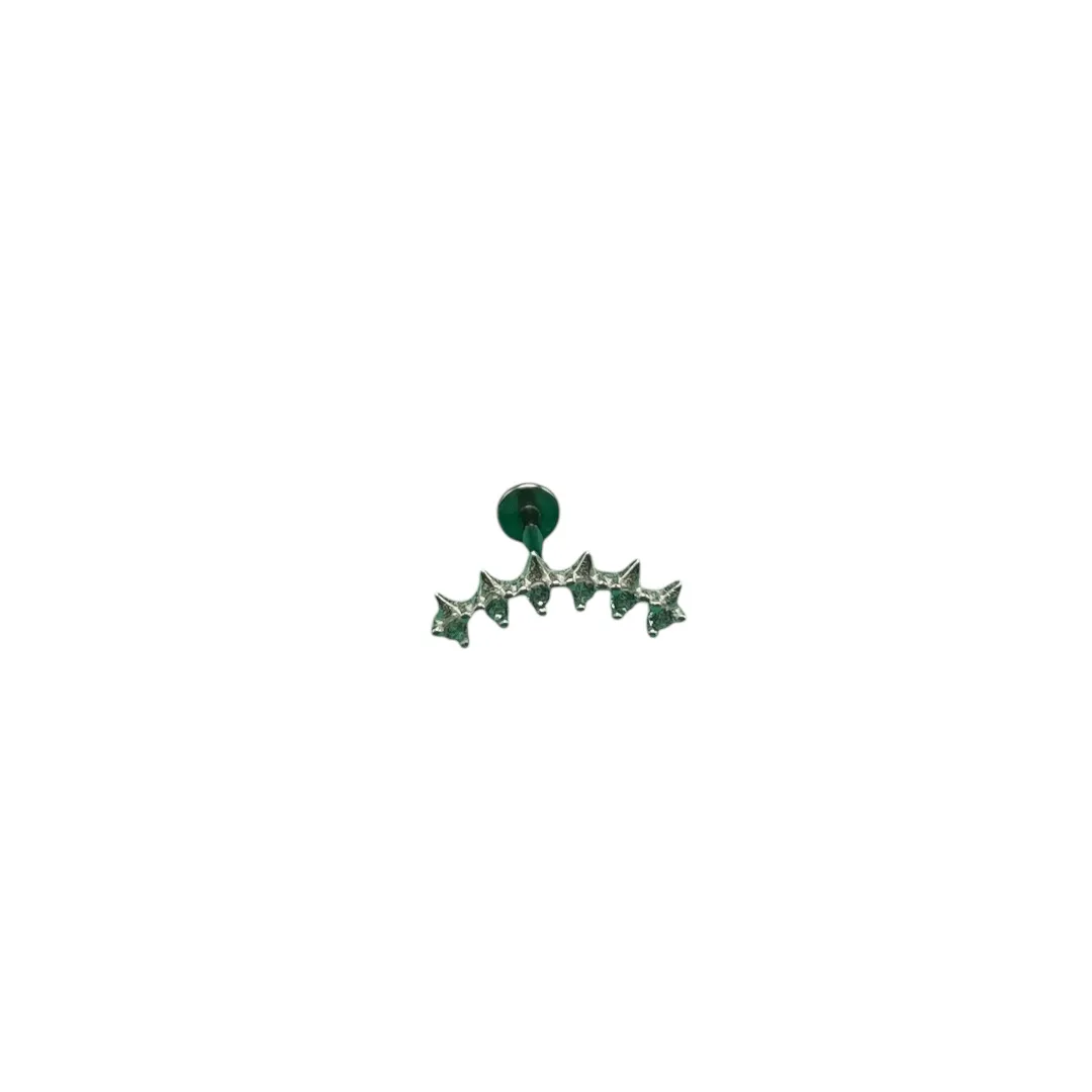PIERCING LABRET  PINO COM ZIRCONIA CRISTAL 9MM -PRATA 925