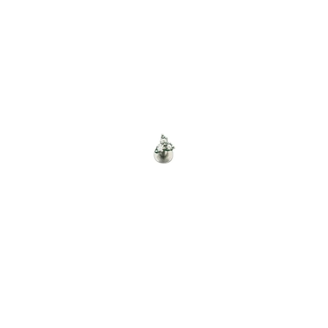 PIERCING PINO FLOR COM ZIRCONIA CRISTAL 9MM -PRATA 925
