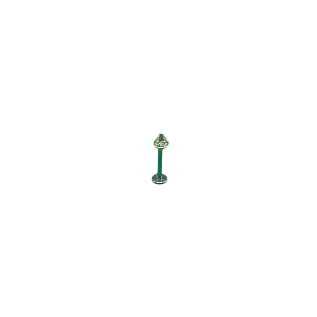 PIERCING PINO PONTA COM DETALHES CRAVEJADA COM ZIRCONIA CRISTAL 9MM -PRATA 925