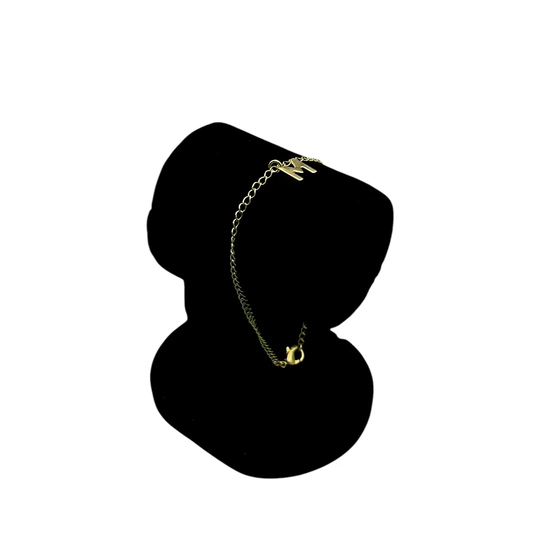 PULSEIRA GRUMET FINO COM INCIAL M- BANHADO A OURO 18K