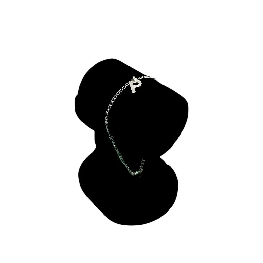 PULSEIRA GRUMET FINO COM INCIAL P- BANHADO A PRATA 925