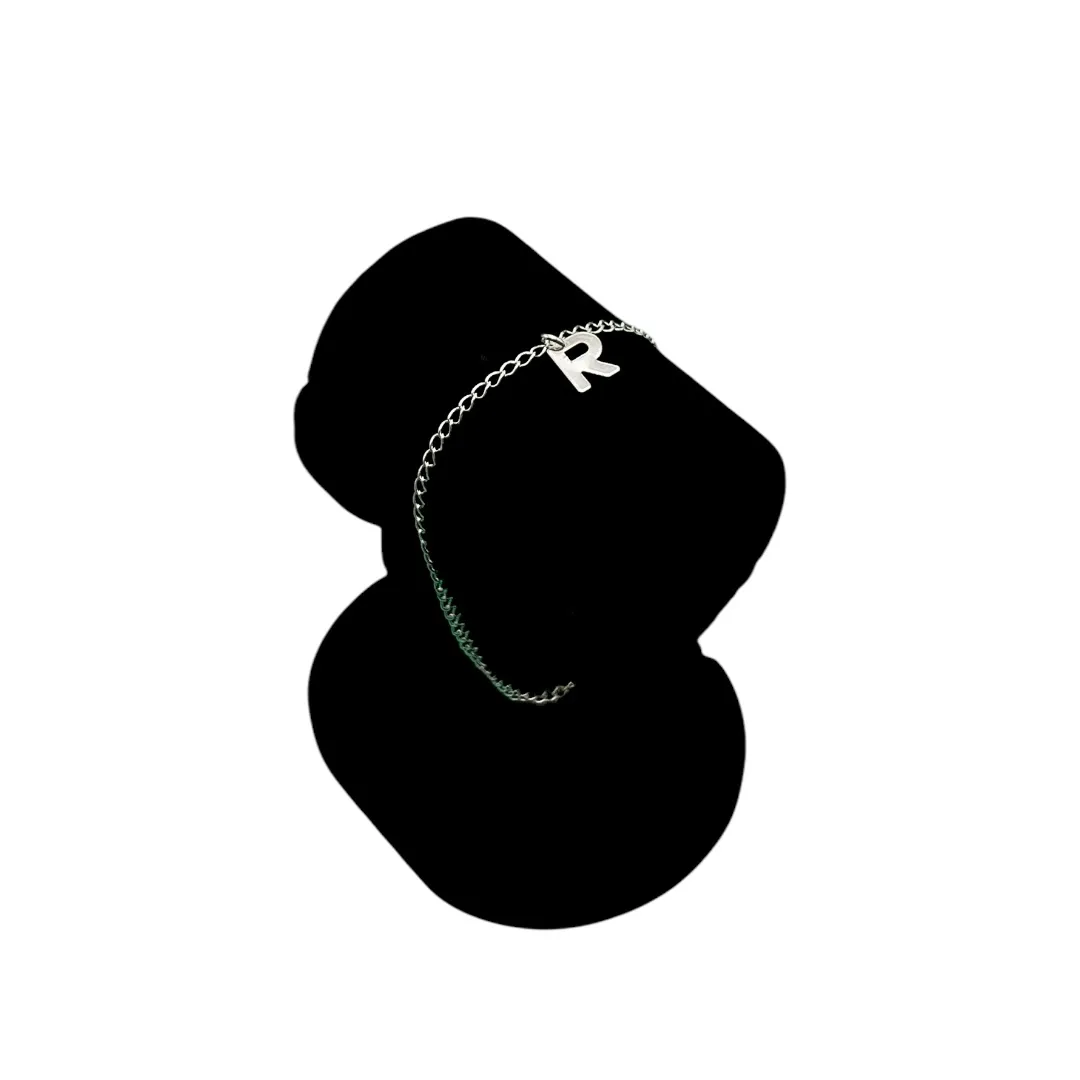 PULSEIRA GRUMET FINO COM INCIAL R- BANHADO A PRATA 925