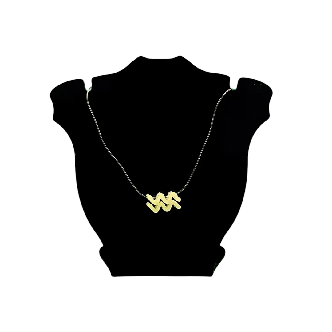 CORRENTE FIO DE SILICONE COM PINGENTE MADRÉROLA SIGNO AQUARIO- BANHADO A OURO 18K