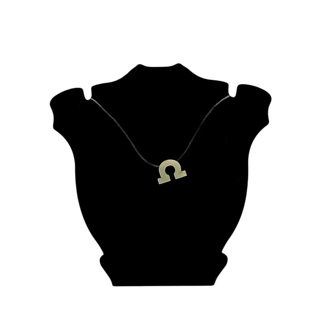 CORRENTE FIO DE SILICONE COM PINGENTE MADRÉROLA SIGNO LIBRA- BANHADO A OURO 18K