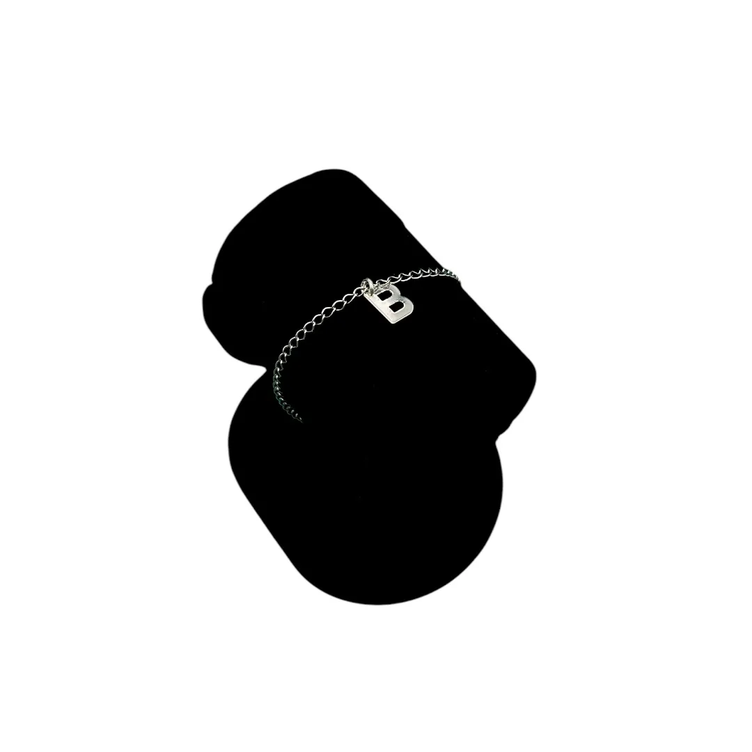 PULSEIRA GRUMET FINO COM INCIAL B- BANHADO A PRATA 925