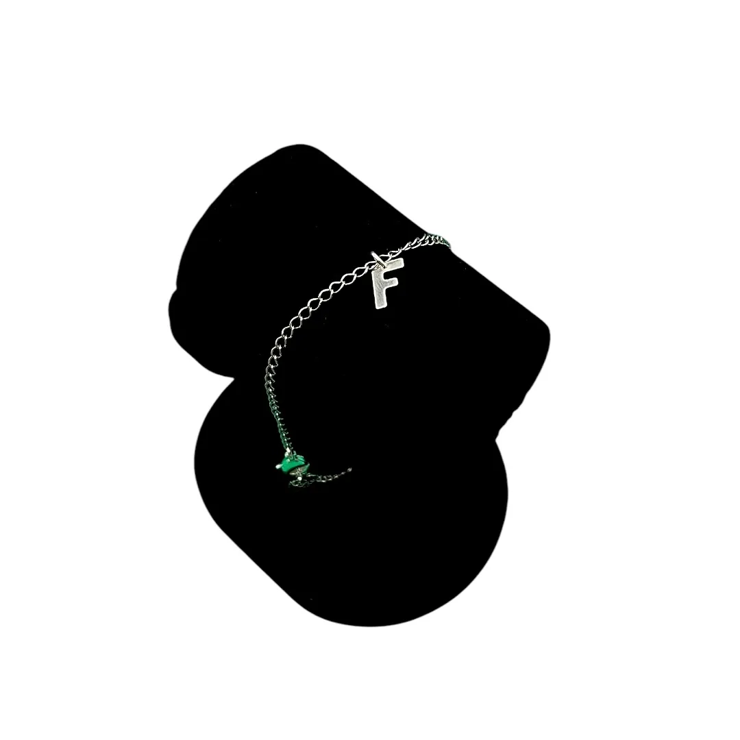 PULSEIRA GRUMET FINO COM INCIAL F- BANHADO A PRATA 925