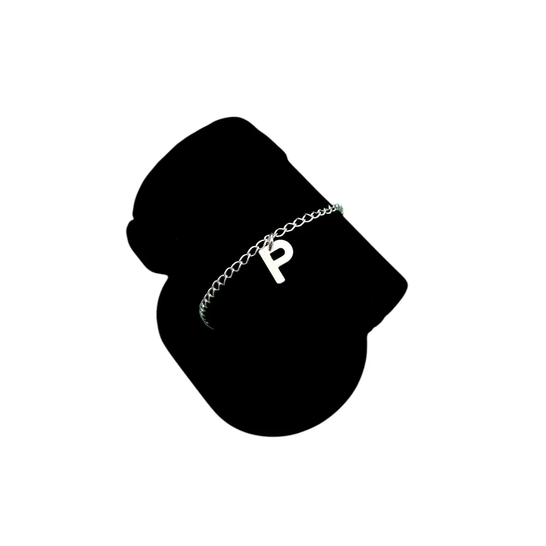 PULSEIRA GRUMET FINO COM INCIAL P- BANHADO A PRATA 925