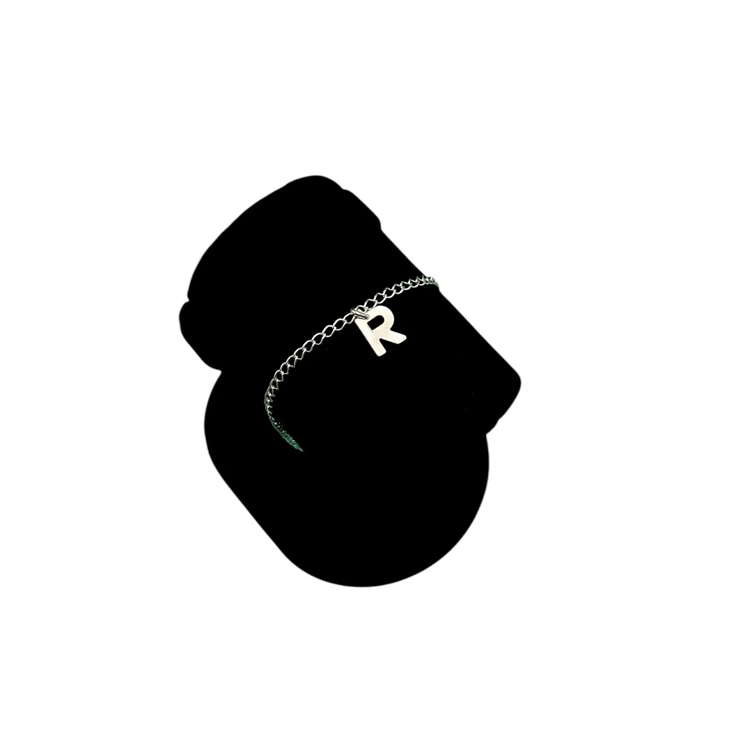 PULSEIRA GRUMET FINO COM INCIAL R- BANHADO A PRATA 925