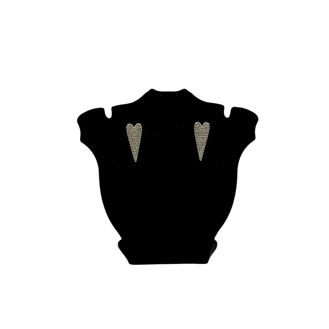 BRINCO CORAÇÃO ESTICADO MÉDIO CRAVADO COM MICRO ZIRCONIA CRISTAL - BANHADO A OURO 18K
