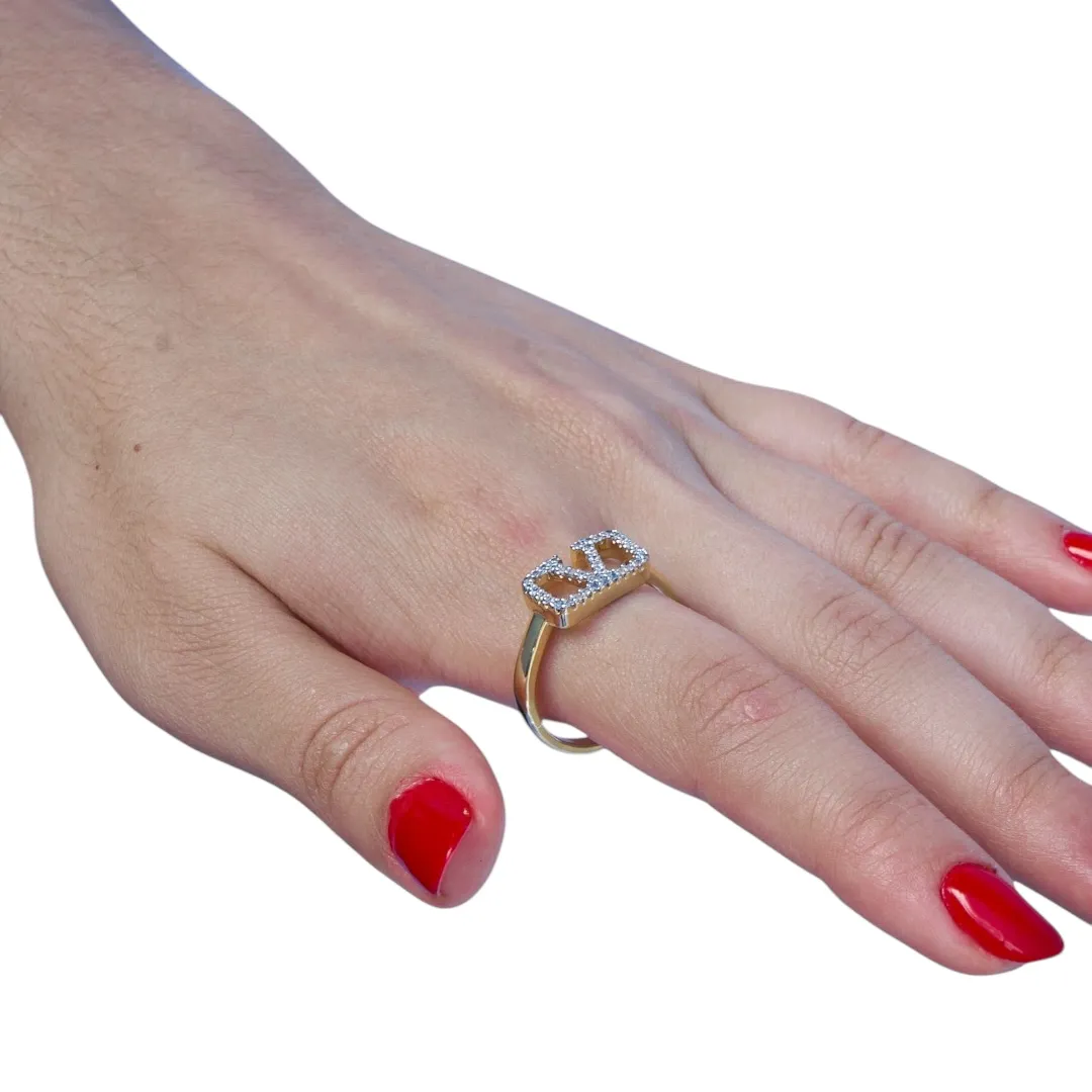 ANEL INSPIRAÇÃO COM MICRO ZIRCONIA CRISTAL Nº26- BANHADO A OURO 18K
