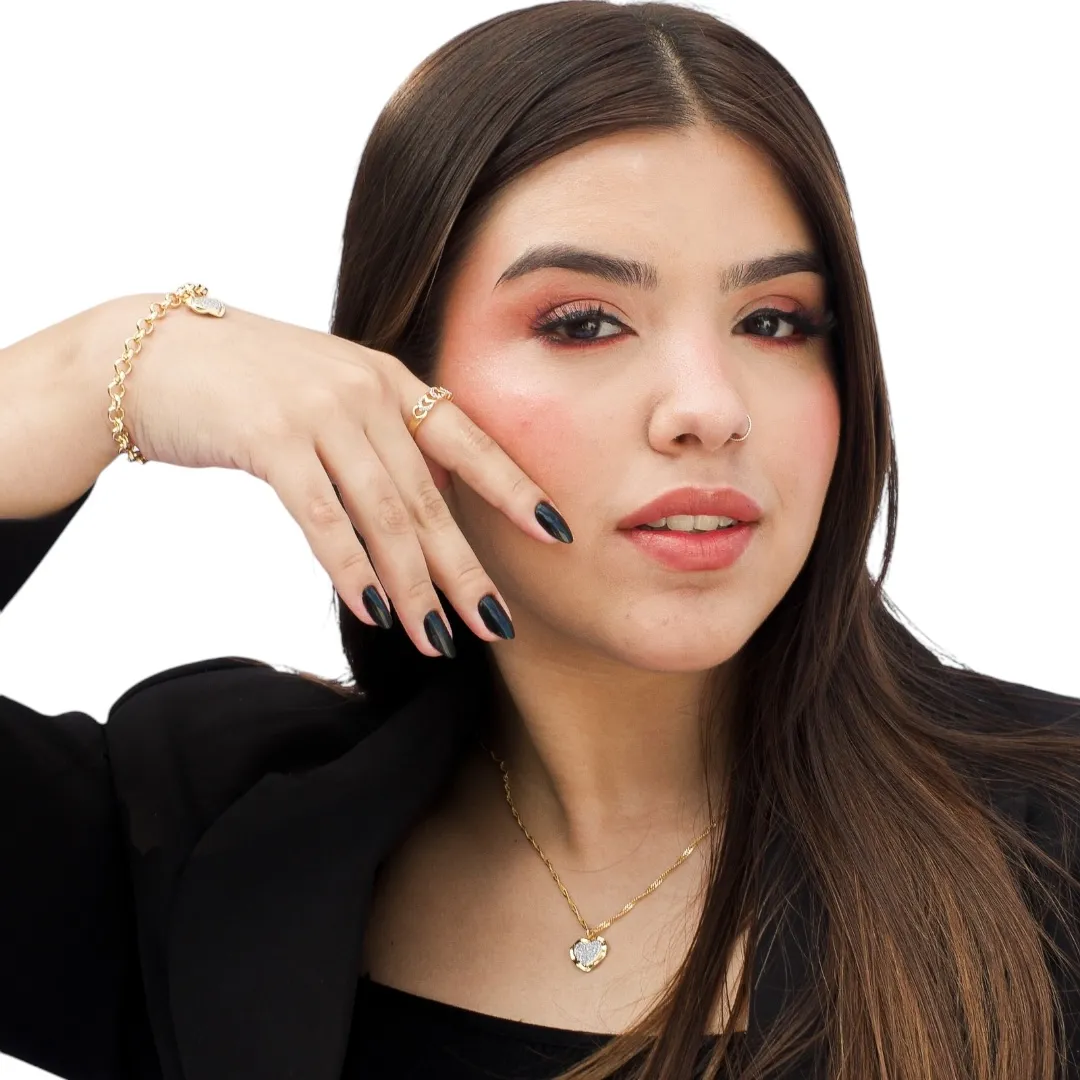 ANEL SEQUENCIA DE CORAÇÃO VAZADO E CORAÇÃO COM MICRO ZIRCONIA CRISTAL Nº 22- BANHADO A OURO 18K