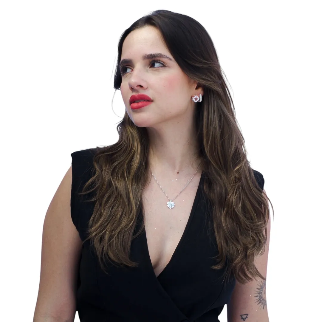 BRINCO INSPIRAÇÃO  TREVO ROSA COM MICRO ZIRCÔNIA CRISTAL - BANHADO A PRATA 925