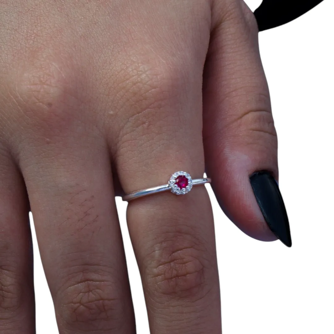 ANEL SOLITARIO FLOR COM  MICRO ZIRCONIA CRISTAL E MIOLO PINK  Nº 23- BANHADO A PRATA 925