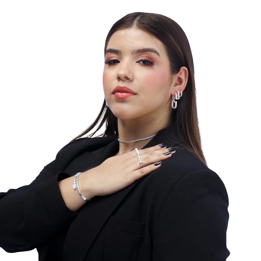 ANEL REGULAVEL PALITO E BOLINHA COM MICRO ZIRCONIA CRISTAL Nº REGULAVEL - BANHADO A PRATA 925