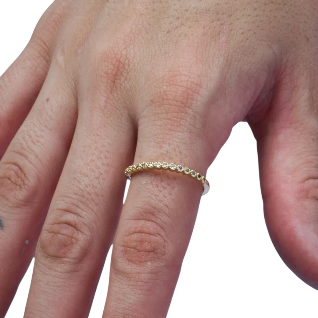 ANEL APARADOR COM MICRO ZIRCONIA CRISTALREDONDA E BORDA Nº 19- BANHADO A OURO 18K
