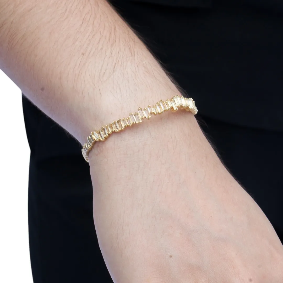 BRACELETE NAVETES DESCONSTRUÍDAS CRISTAIS  - BANHADO A OURO 18K