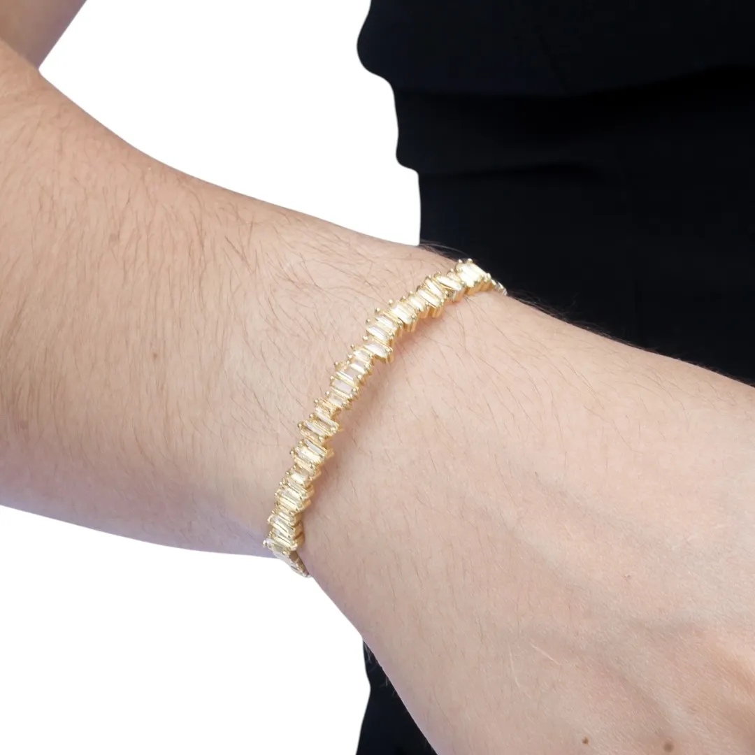 BRACELETE NAVETES DESCONSTRUÍDAS CRISTAIS  - BANHADO A OURO 18K