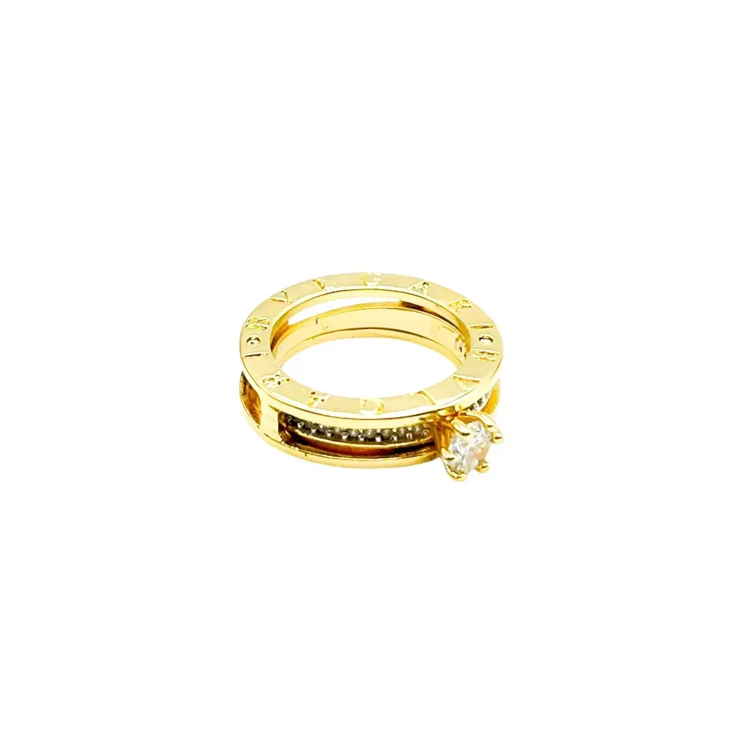 ANEL INSPIRAÇÃO SOLITARIO 2 EM 1 ARO REMOVÍVEL Nº18-  BANHADO A OURO 18K