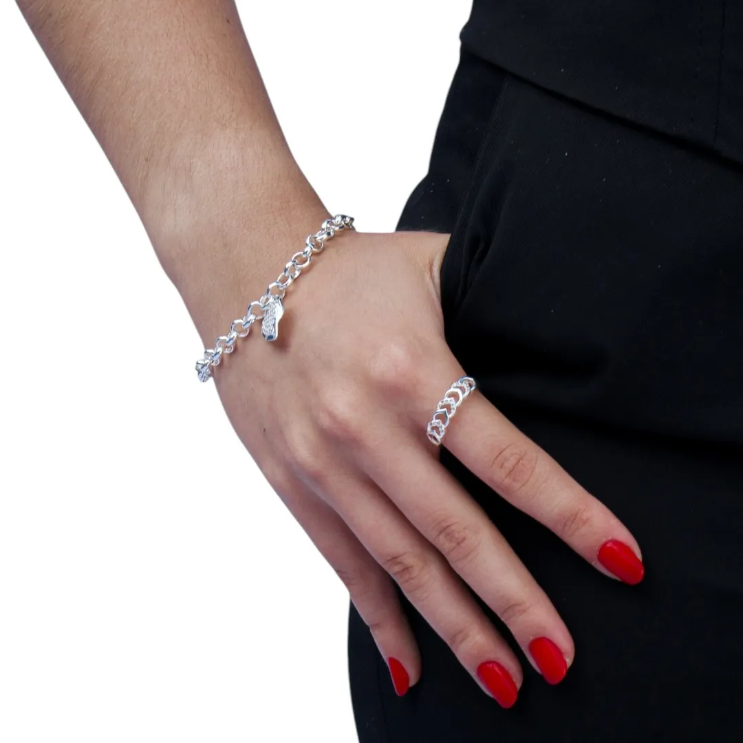 ANEL SEQUENCIA DE CORAÇÃO VAZADO E CORAÇÃO COM MICRO ZIRCONIA CRISTAL Nº 20 - BANHADO A PRATA 925