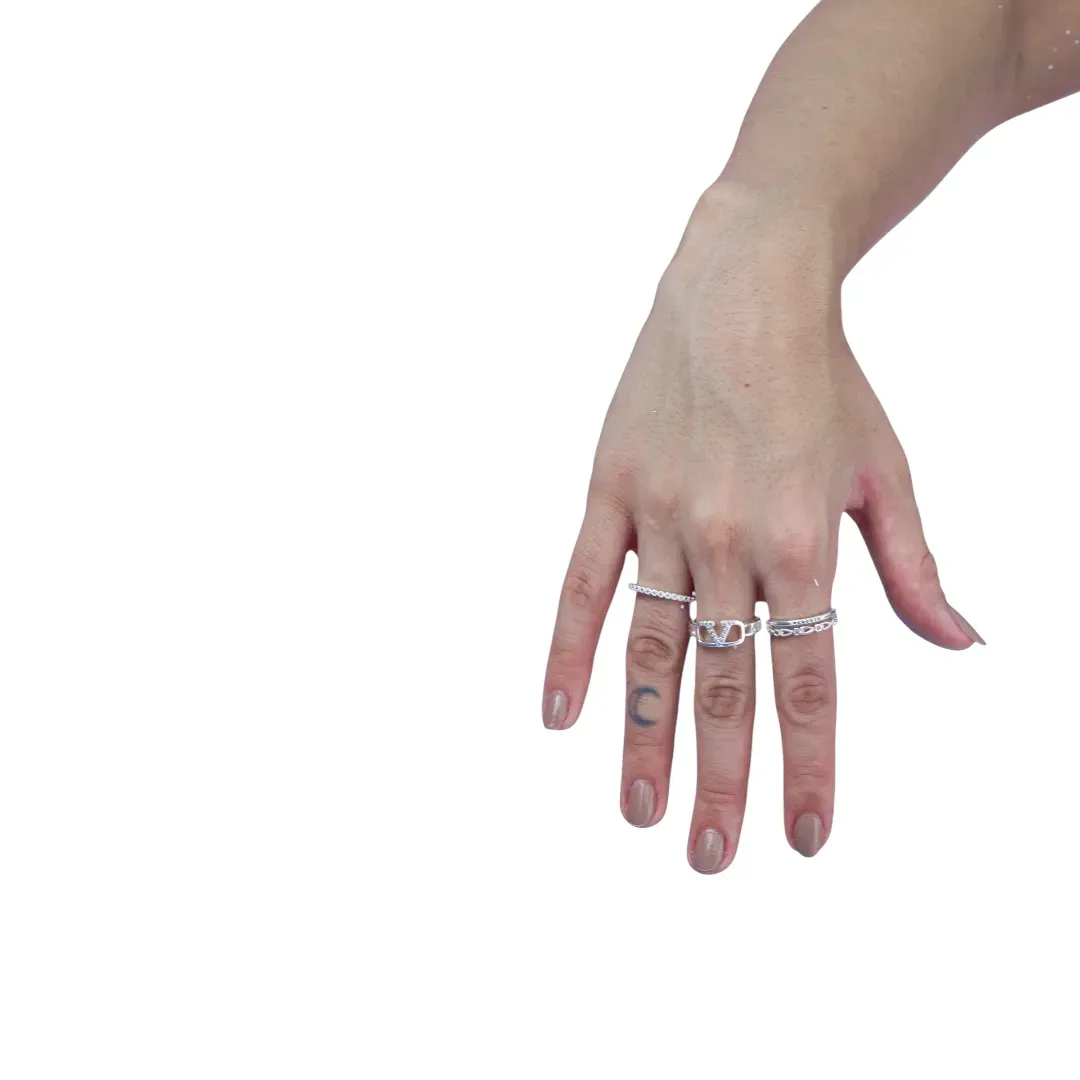 ANEL FIO DUPLO DESENHO E FILIRA COM MICRO ZIRCONIA CRISTAL Nº 16-- BANHADO A PRATA 925