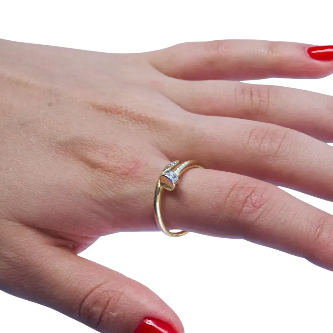 ANEL INSPIRAÇÃO PREGO COM MICRO ZIRCONIA CRISTAL Nº22- BANHADO A OURO 18K