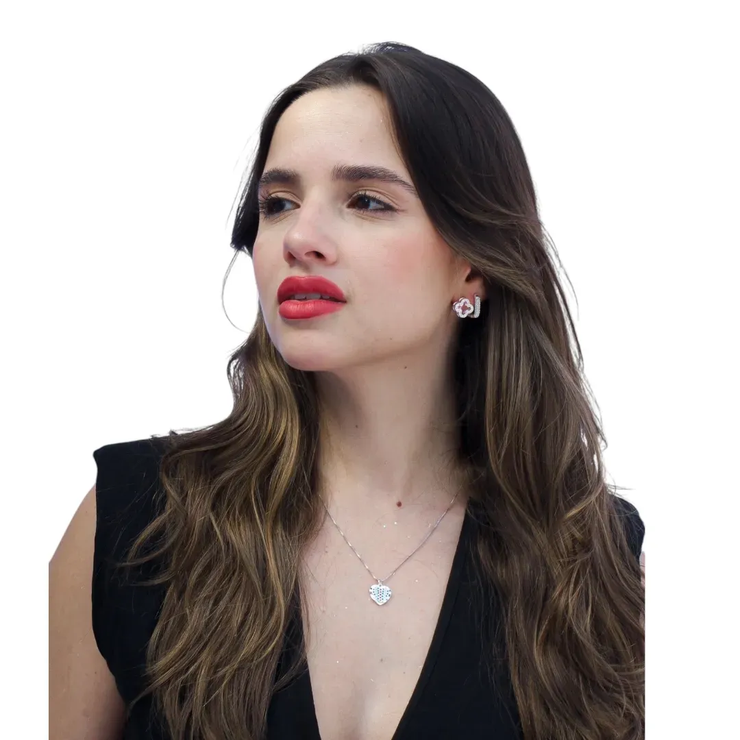 BRINCO INSPIRAÇÃO  TREVO ROSA COM MICRO ZIRCÔNIA CRISTAL - BANHADO A PRATA 925