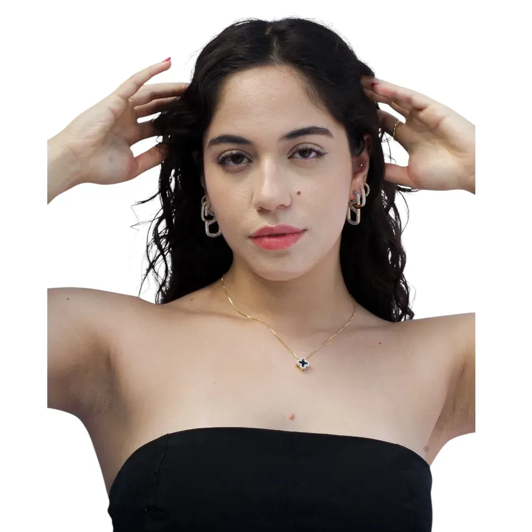BRINCO INSPIRAÇÃO  COM MICRO ZIRCONIA CRISTAL - BANHADO A OURO 18K