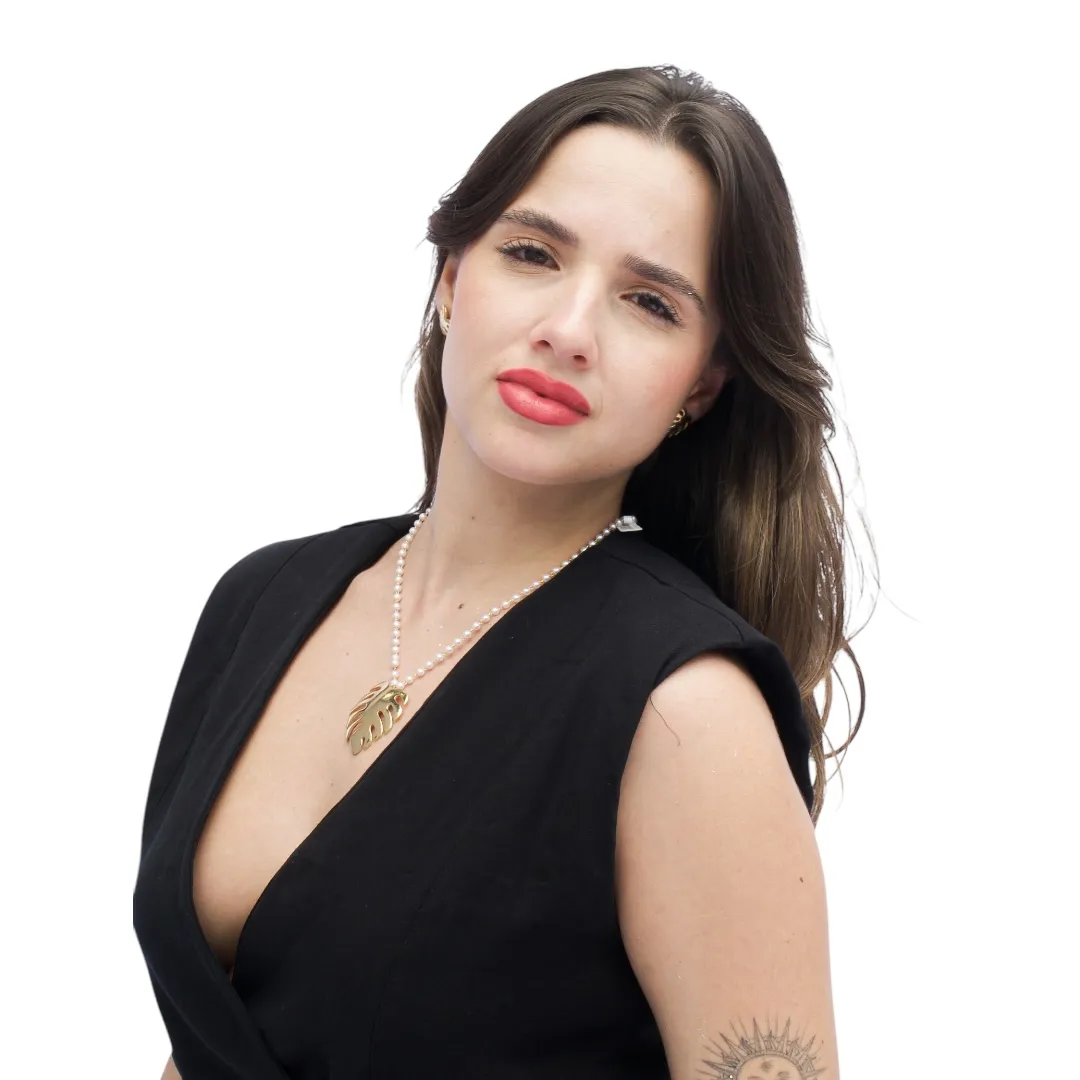 CONJUNTO DE PÉROLA COM FOLHA GRANDE COM EXTENSOR- BANHADO A OURO 18K