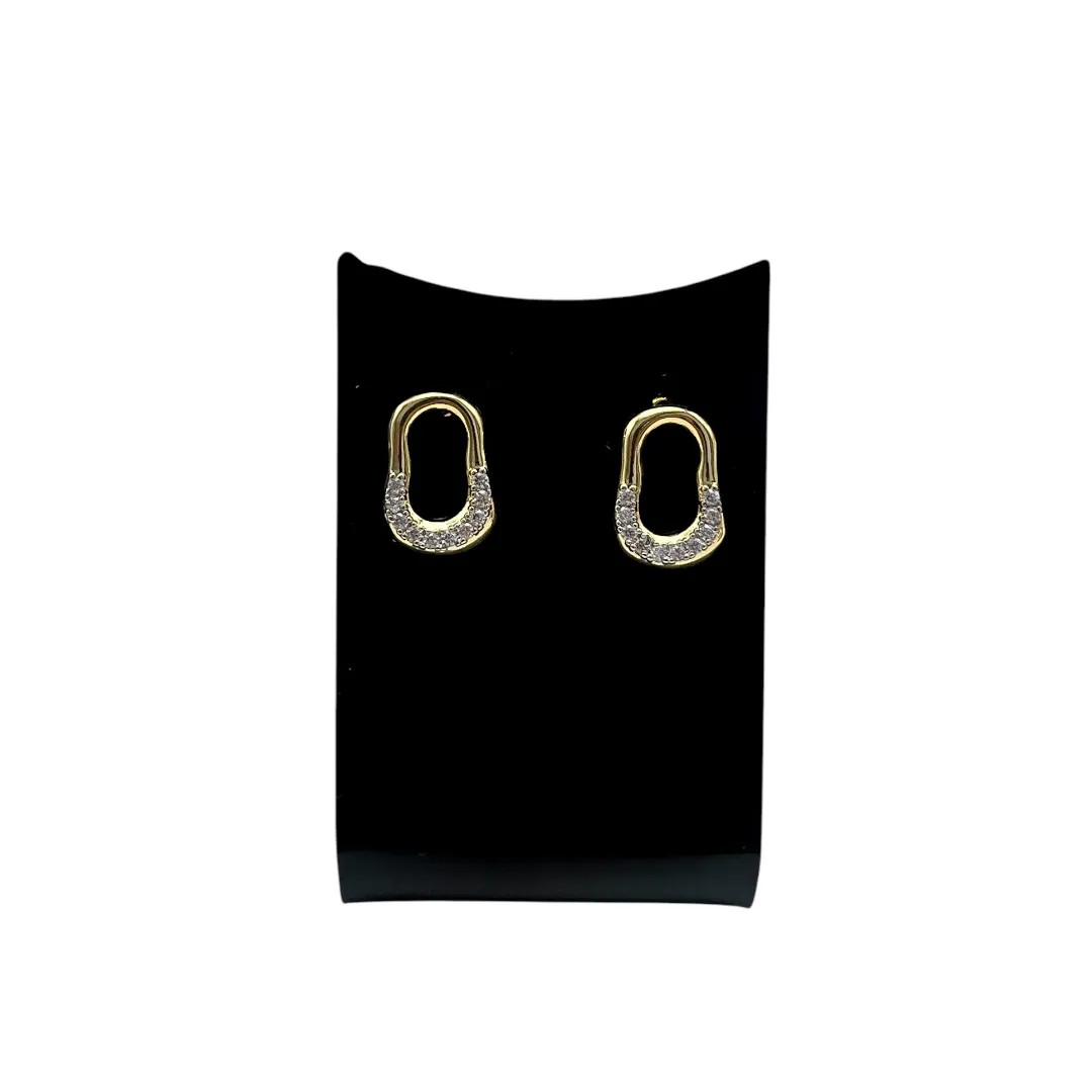BRINCO ORGANICO COM MICRO ZIRCÔNIA CRISTAL - BANHADO A OURO 18K