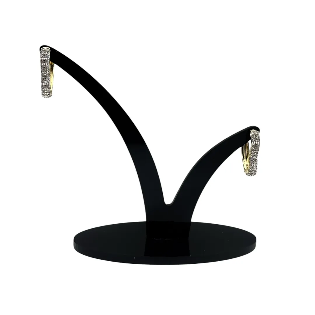 BRINCO ARGOLA CORAÇAO GRANDE COM FILEIRA DUPLA DE MICRO ZIRCÔNIA CRISTAL   - BANHADO A OURO 18K