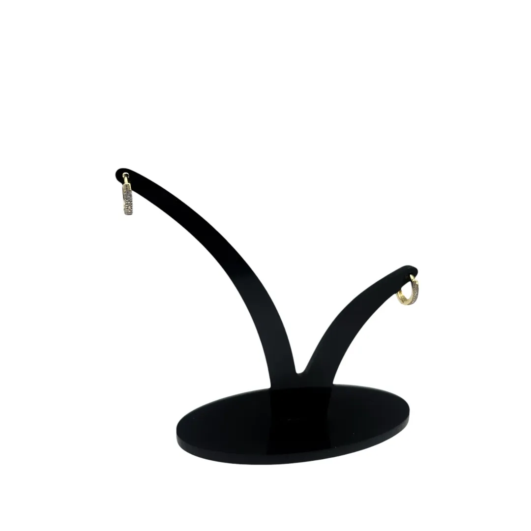 BRINCO ARGOLA FINA MÉDIO COM FILEIRA UNICA CRAVADO COM MICRO ZIRCÔNIA CRISTAL - BANHADO A OURO 18K