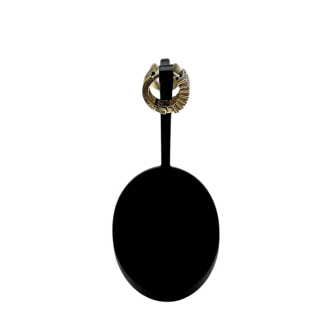 BRINCO ARGOLA PEQUENO COM FILEIRA TRIPLA CRAVADO COM MICRO ZIRCÔNIA CRISTAL E BOLINHAS COM PONTAS  - BANHADO A OURO 18K