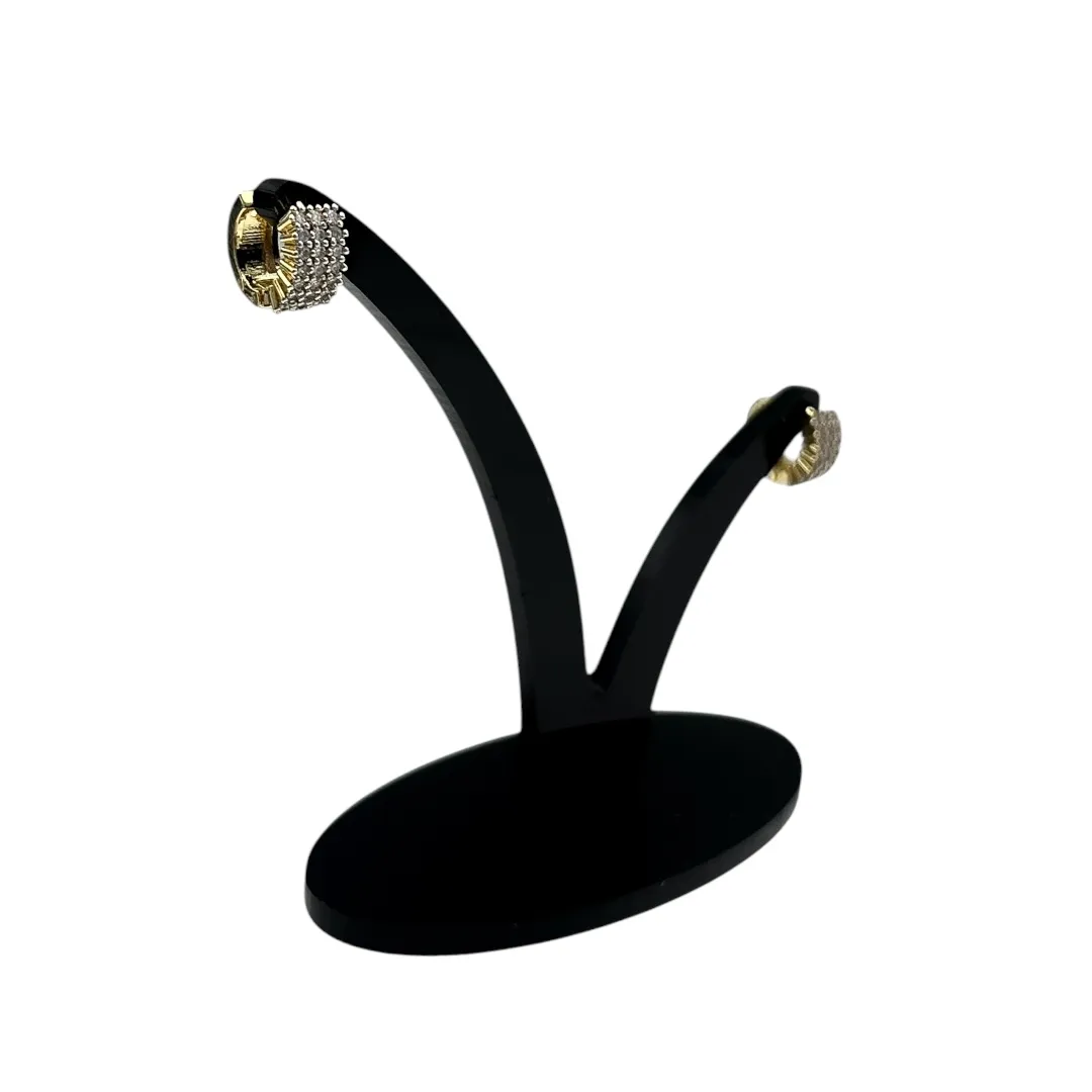 BRINCO ARGOLA PEQUENO COM FILEIRA TRIPLA CRAVADO COM MICRO ZIRCÔNIA CRISTAL E BOLINHAS COM PONTAS  - BANHADO A OURO 18K