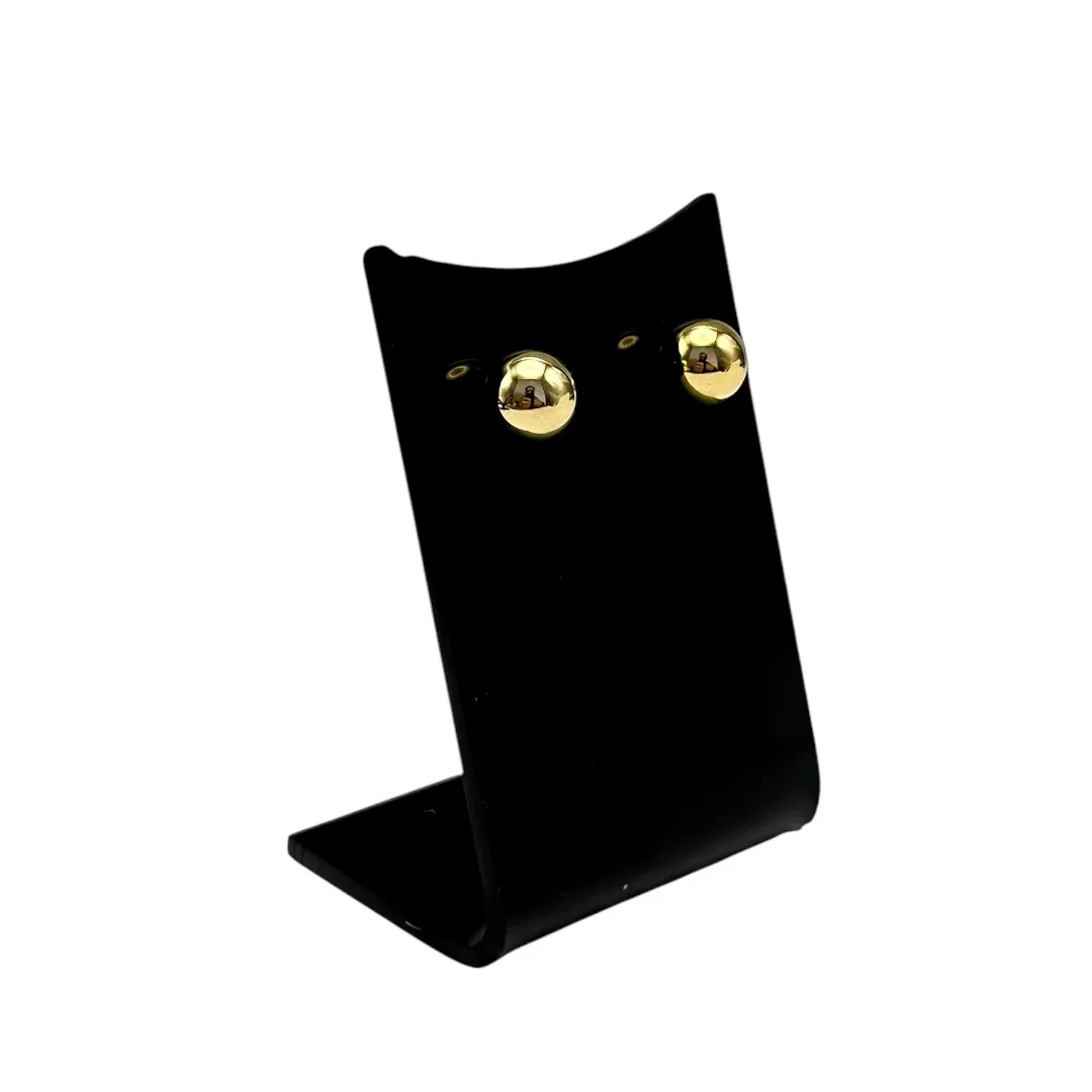 BRINCO BOLINHA MÉDIA LISA   - BANHADO A OURO 18K