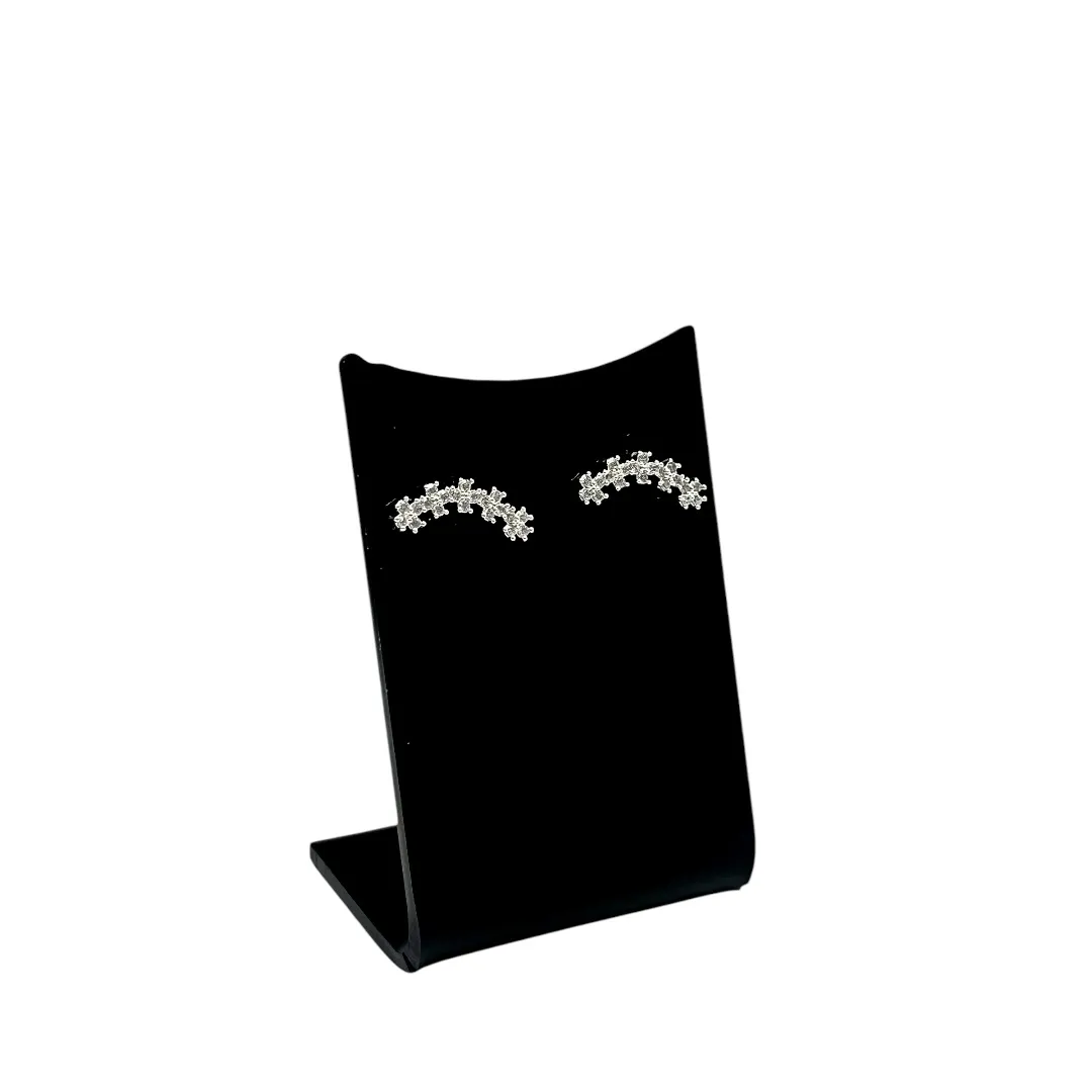 BRINCO FLOR COM MICRO ZIRCÔNIA CRISTAL - BANHADO A PRATA 925