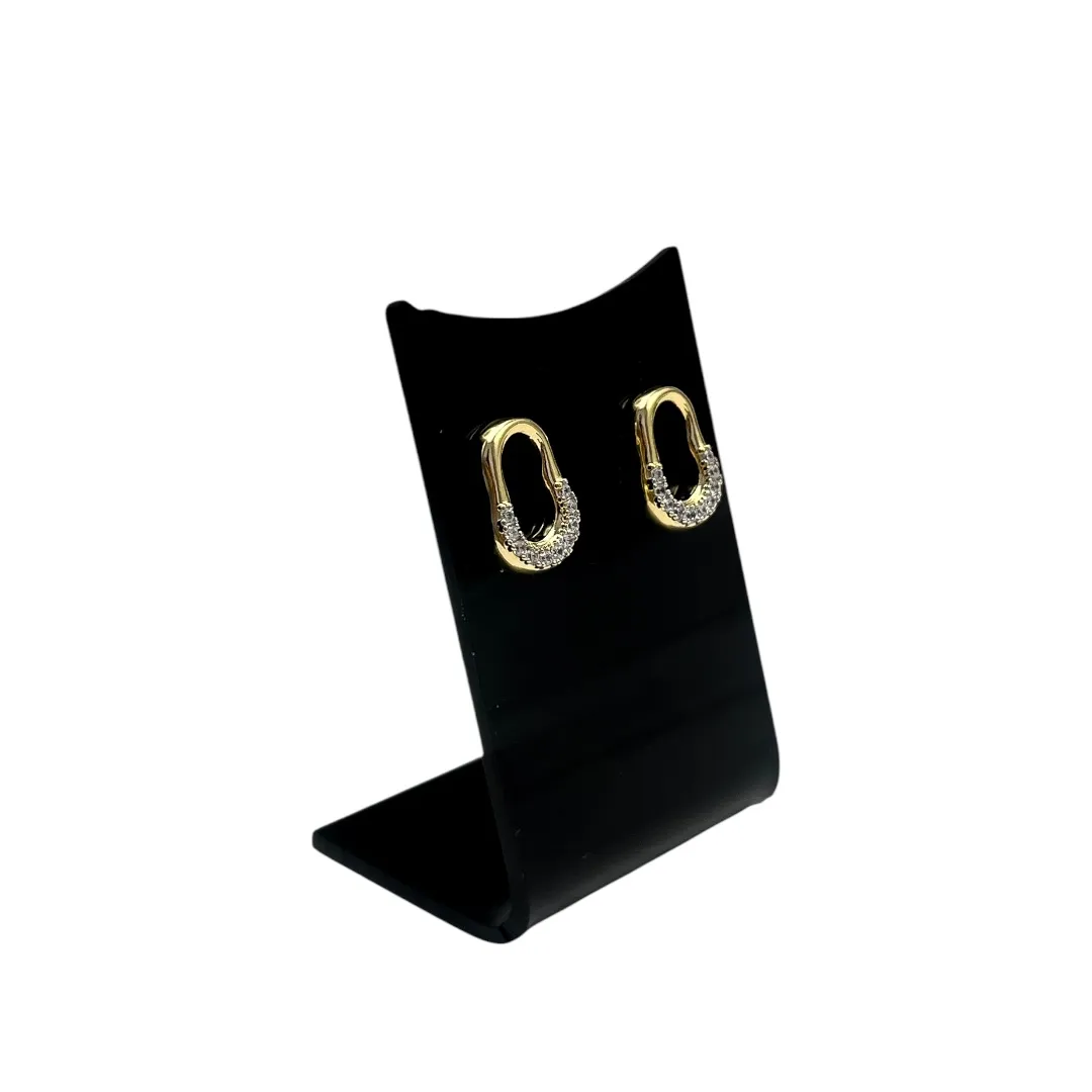 BRINCO ORGANICO COM MICRO ZIRCÔNIA CRISTAL - BANHADO A OURO 18K