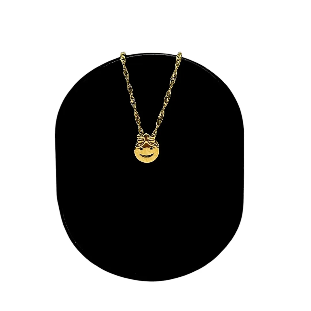CORRENTE SINGAPURA 35CM PINGENTE MENINA LISO REDONDO  - BANHADO A OURO 18K